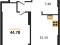 Продается 1-к квартира 44,78 м²
